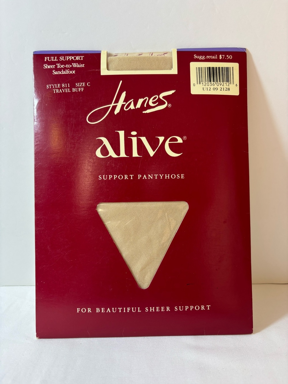 Vintage Hanes Alive Support Pantyhose Style 811 Deadstock Travel Buff Size C